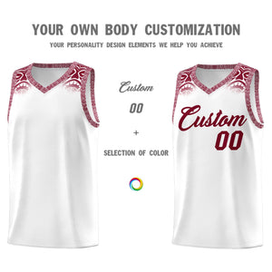 Custom White Crimson Personalized Indians Print Sets Sports Uniform Basketball Jersey