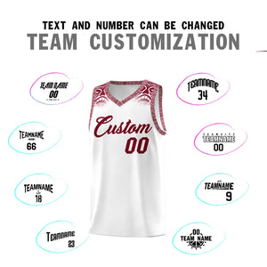 Custom White Crimson Personalized Indians Print Sets Sports Uniform Basketball Jersey