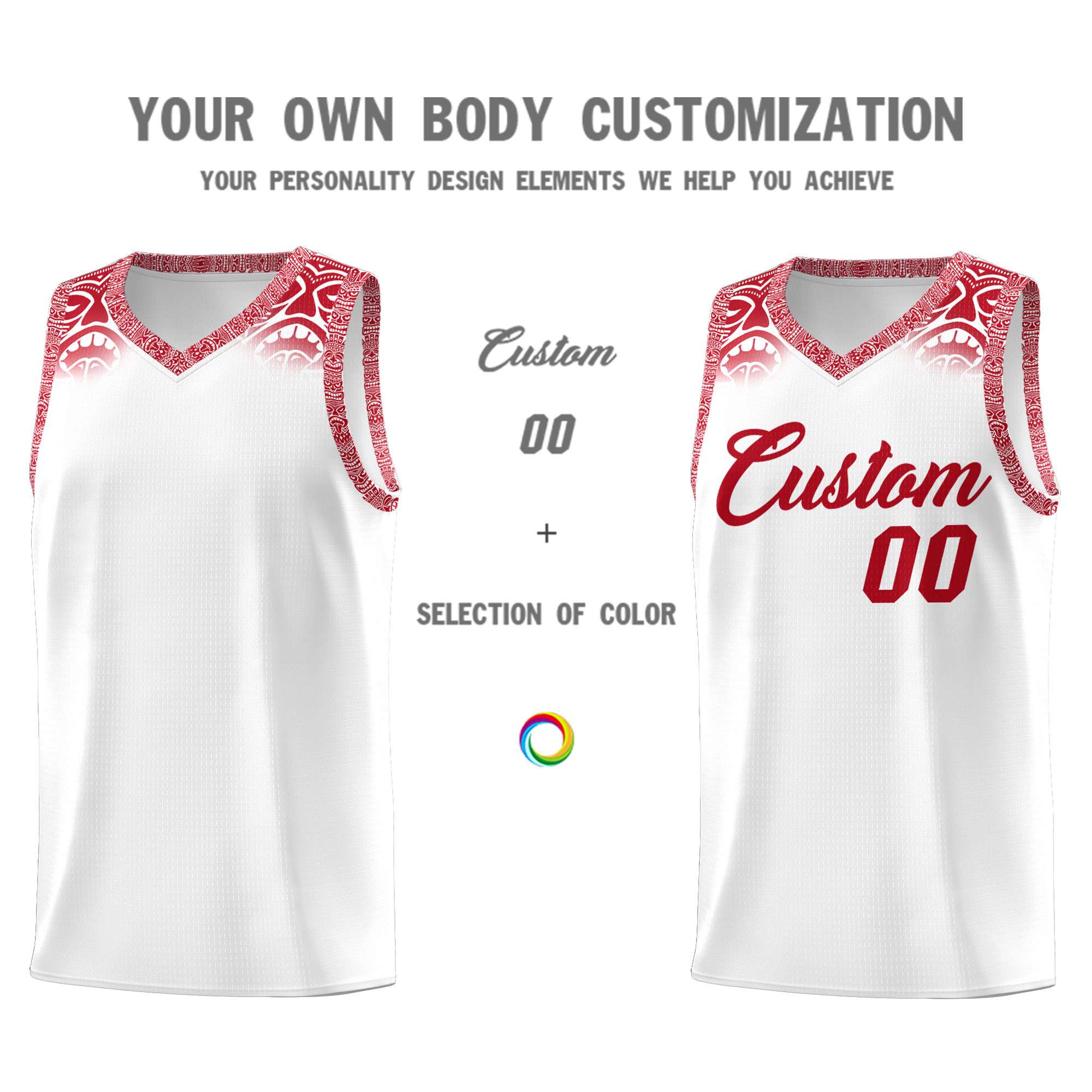 Custom White Red Personalized Indians Print Sets Sports Uniform Basketball Jersey