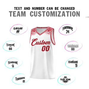 Custom White Red Personalized Indians Print Sets Sports Uniform Basketball Jersey