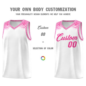 Custom White Pink Personalized Indians Print Sets Sports Uniform Basketball Jersey