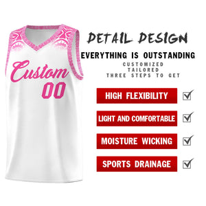 Custom White Pink Personalized Indians Print Sets Sports Uniform Basketball Jersey