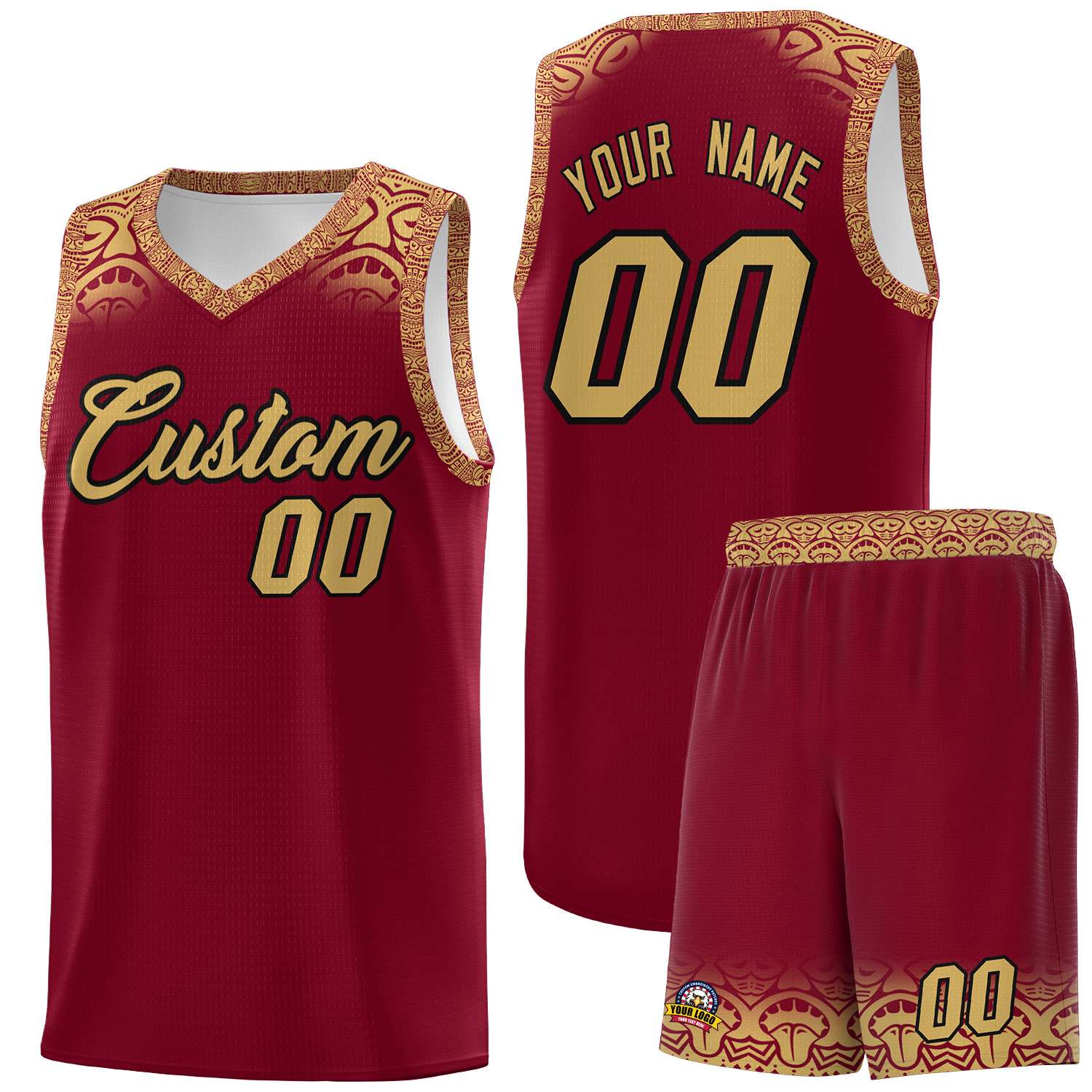 Custom Crimson Old Gold Personalized Indians Print Sets Sports Uniform Basketball Jersey