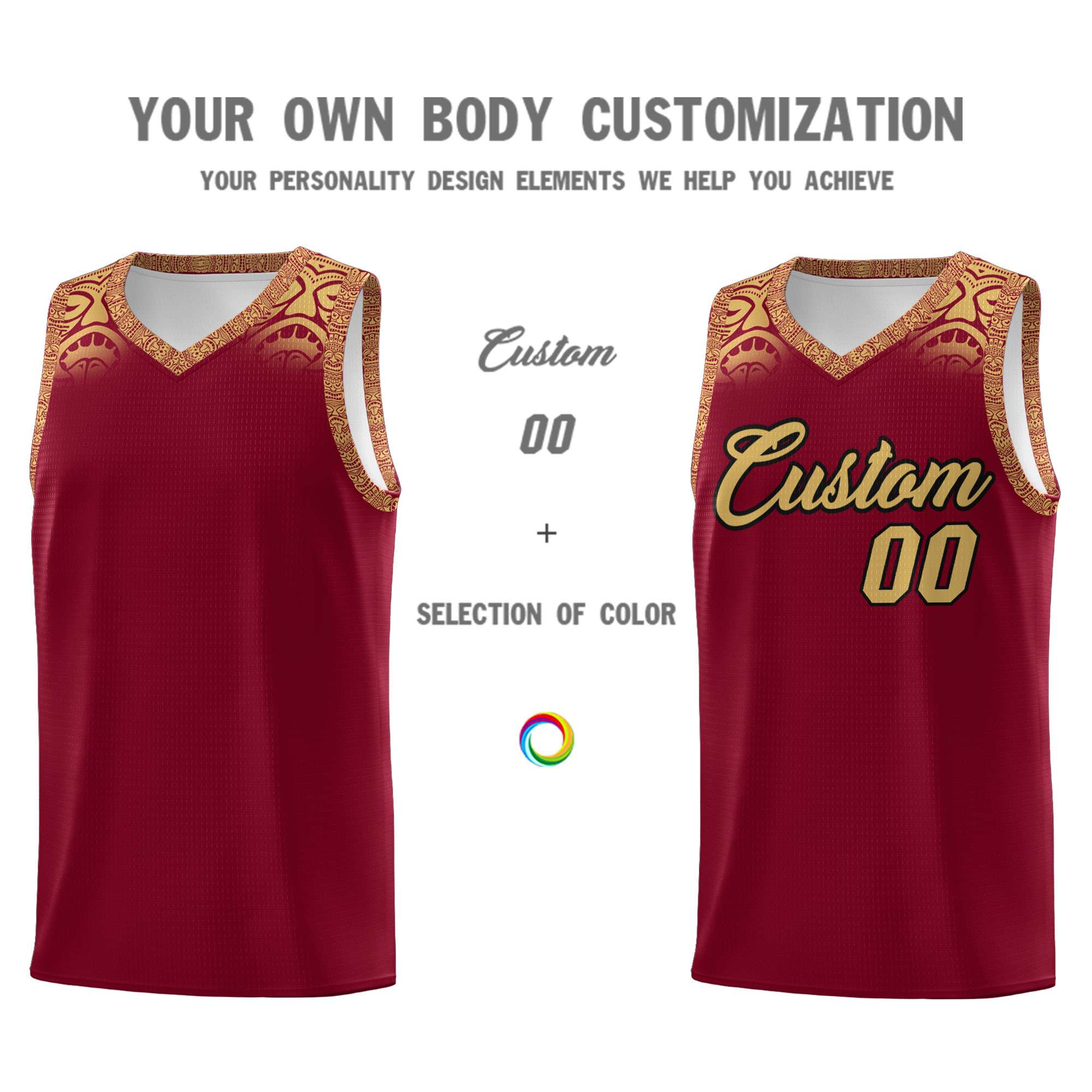 Custom Crimson Old Gold Personalized Indians Print Sets Sports Uniform Basketball Jersey