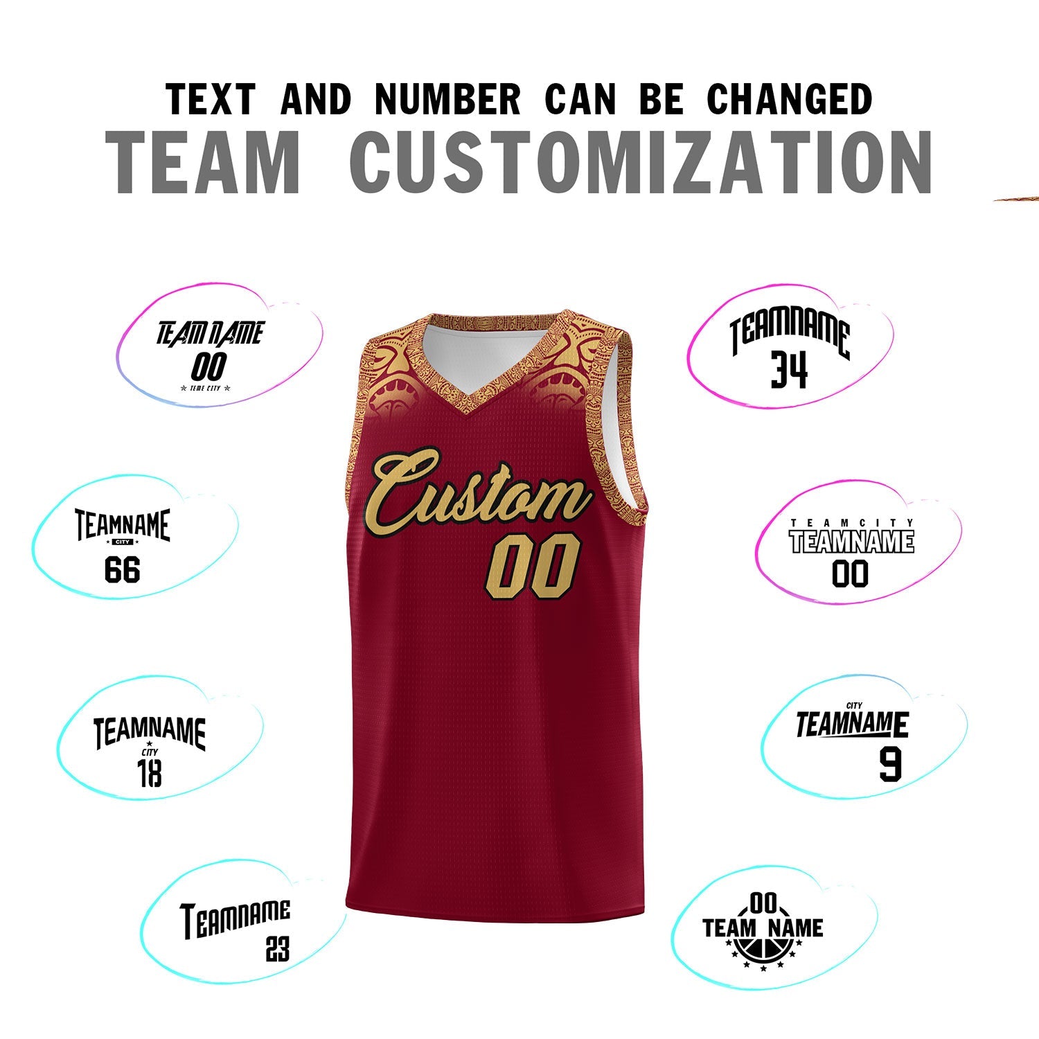 Custom Crimson Old Gold Personalized Indians Print Sets Sports Uniform Basketball Jersey