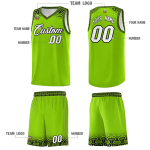 Custom Green Black Personalized Indians Print Sets Sports Uniform Basketball Jersey