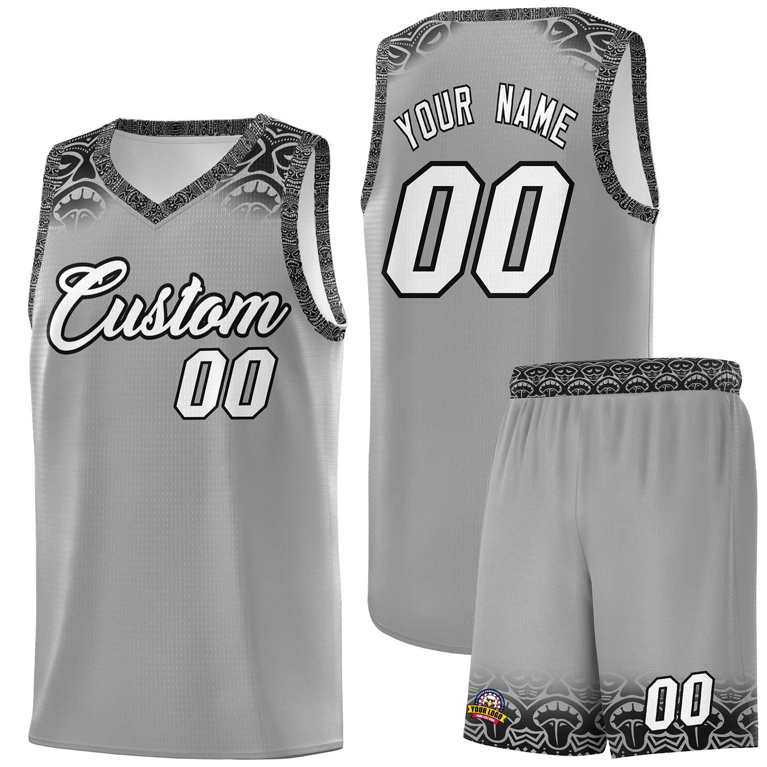 Custom Dark Gray Black Personalized Indians Print Sets Sports Uniform Basketball Jersey