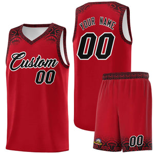 Custom Red Black Personalized Indians Print Sets Sports Uniform Basketball Jersey