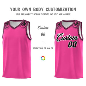 Custom Pink Black Personalized Indians Print Sets Sports Uniform Basketball Jersey