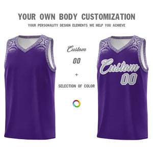 Custom Purple Gray Personalized Indians Print Sets Sports Uniform Basketball Jersey