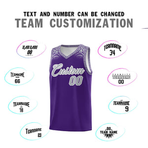 Custom Purple Gray Personalized Indians Print Sets Sports Uniform Basketball Jersey