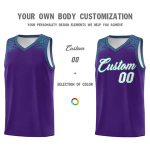 Custom Purple Aqua Personalized Indians Print Sets Sports Uniform Basketball Jersey