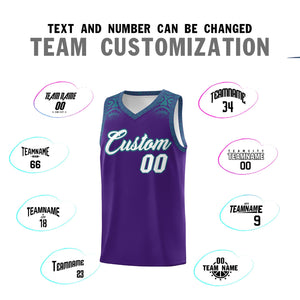 Custom Purple Aqua Personalized Indians Print Sets Sports Uniform Basketball Jersey