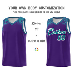 Custom Purple Aqua Personalized Indians Print Sets Sports Uniform Basketball Jersey