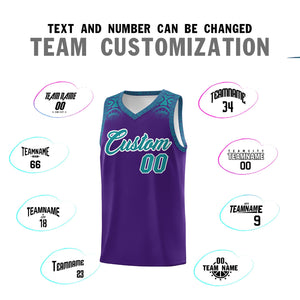 Custom Purple Aqua Personalized Indians Print Sets Sports Uniform Basketball Jersey