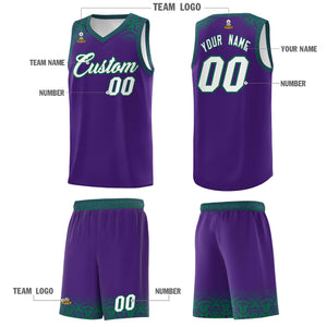 Custom Purple Kelly Green Personalized Indians Print Sets Sports Uniform Basketball Jersey