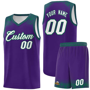 Custom Purple Kelly Green Personalized Indians Print Sets Sports Uniform Basketball Jersey