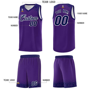 Custom Purple Royal Personalized Indians Print Sets Sports Uniform Basketball Jersey