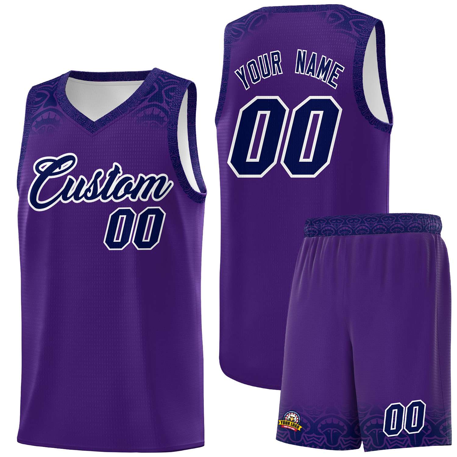 Custom Purple Royal Personalized Indians Print Sets Sports Uniform Basketball Jersey