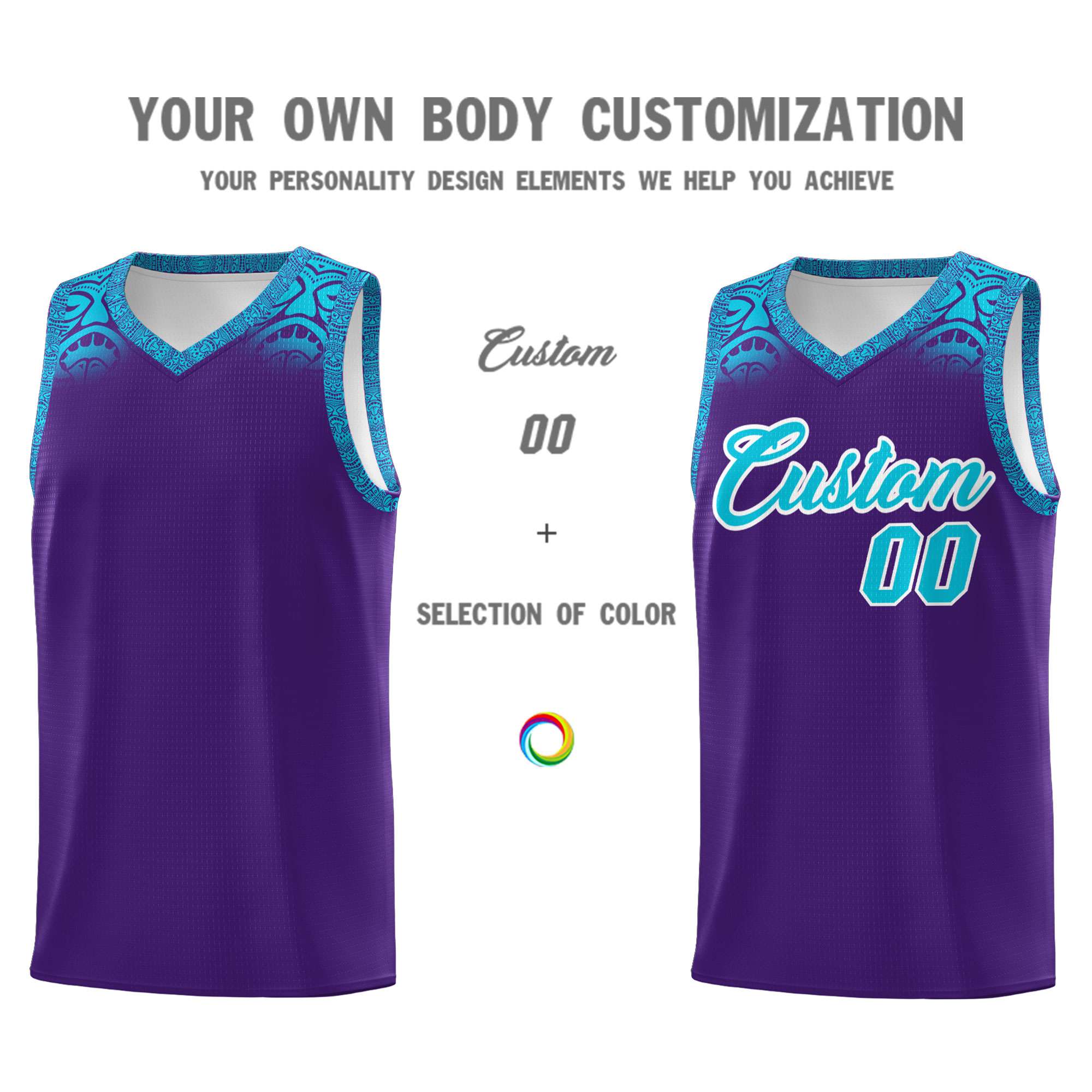 Custom Purple Sky Blue Personalized Indians Print Sets Sports Uniform Basketball Jersey