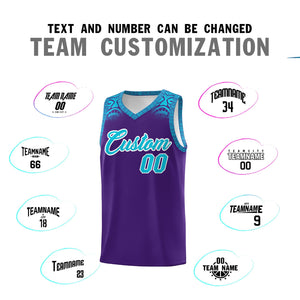 Custom Purple Sky Blue Personalized Indians Print Sets Sports Uniform Basketball Jersey