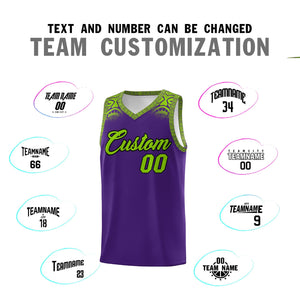 Custom Purple Green Personalized Indians Print Sets Sports Uniform Basketball Jersey