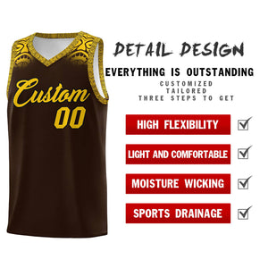 Custom Brown Gold Personalized Indians Print Sets Sports Uniform Basketball Jersey