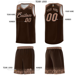 Custom Brown Teabrown Personalized Indians Print Sets Sports Uniform Basketball Jersey