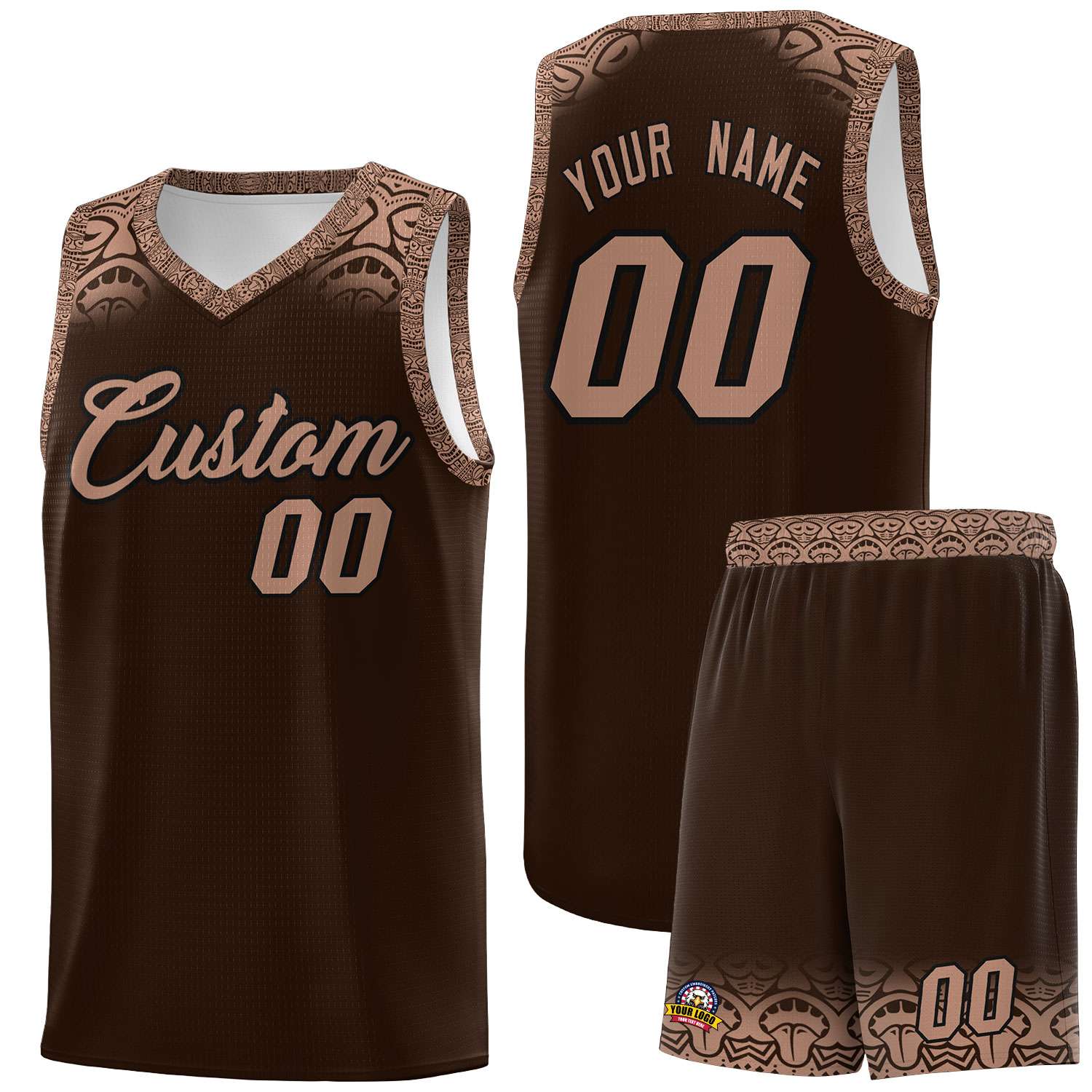 Custom Brown Teabrown Personalized Indians Print Sets Sports Uniform Basketball Jersey