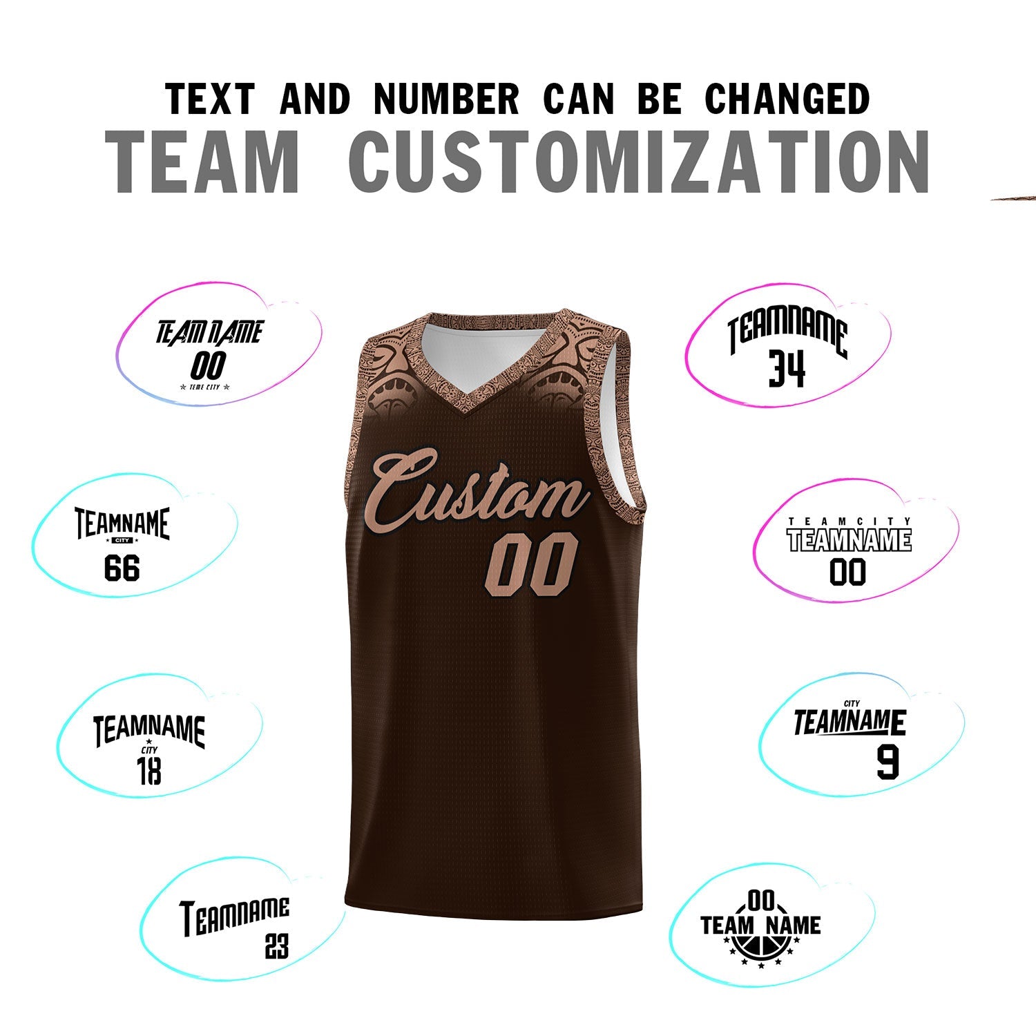 Custom Brown Teabrown Personalized Indians Print Sets Sports Uniform Basketball Jersey