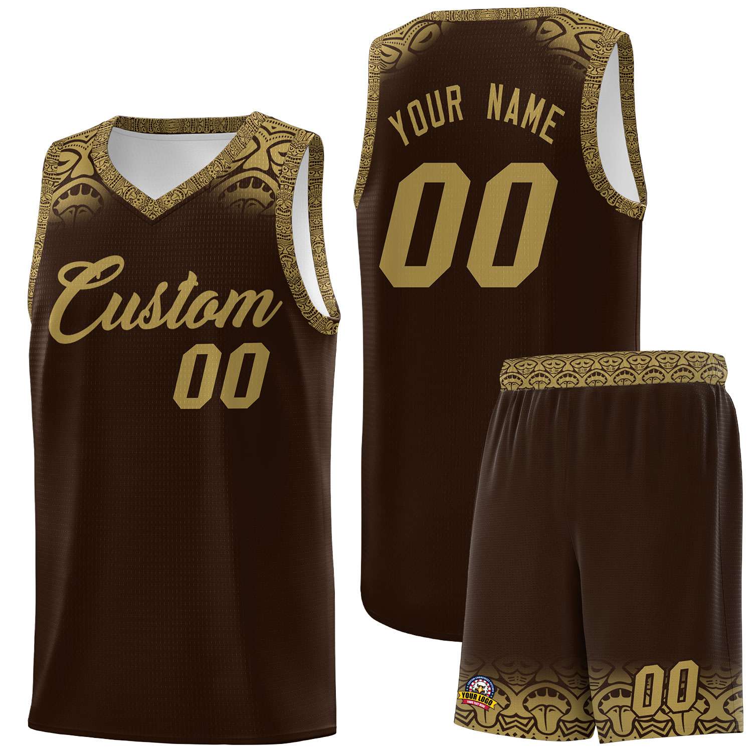 Custom Brown Desert Yellow Personalized Indians Print Sets Sports Uniform Basketball Jersey