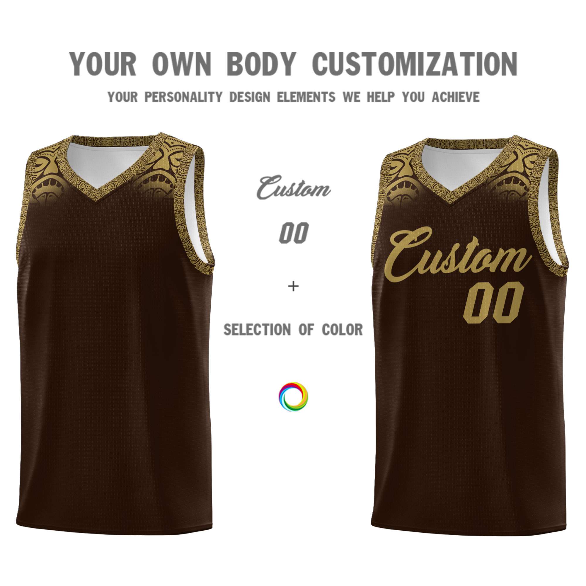 Custom Brown Desert Yellow Personalized Indians Print Sets Sports Uniform Basketball Jersey