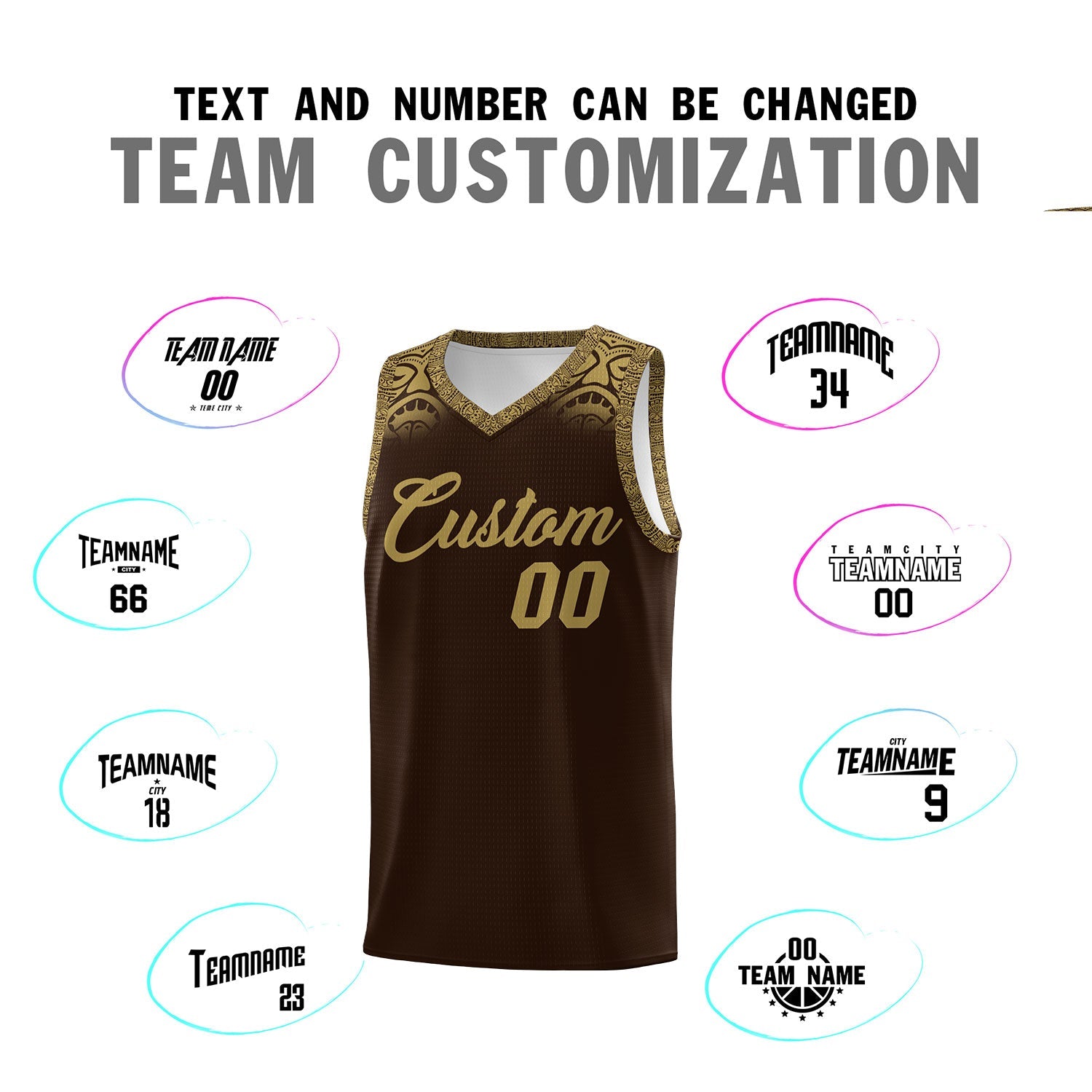 Custom Brown Desert Yellow Personalized Indians Print Sets Sports Uniform Basketball Jersey