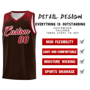 Custom Brown Red Personalized Indians Print Sets Sports Uniform Basketball Jersey