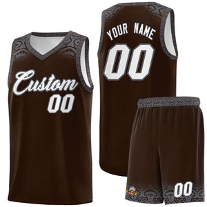 Custom Brown Dark Gray Personalized Indians Print Sets Sports Uniform Basketball Jersey