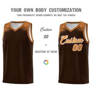 Custom Brown Orange Personalized Indians Print Sets Sports Uniform Basketball Jersey