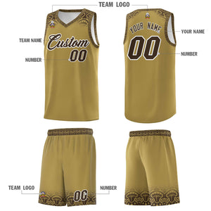 Custom Desert Yellow Brown Personalized Indians Print Sets Sports Uniform Basketball Jersey