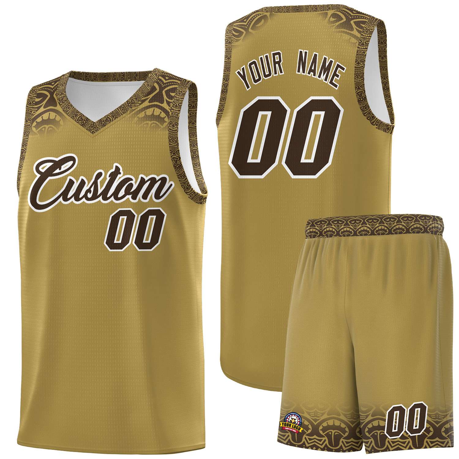 Custom Desert Yellow Brown Personalized Indians Print Sets Sports Uniform Basketball Jersey