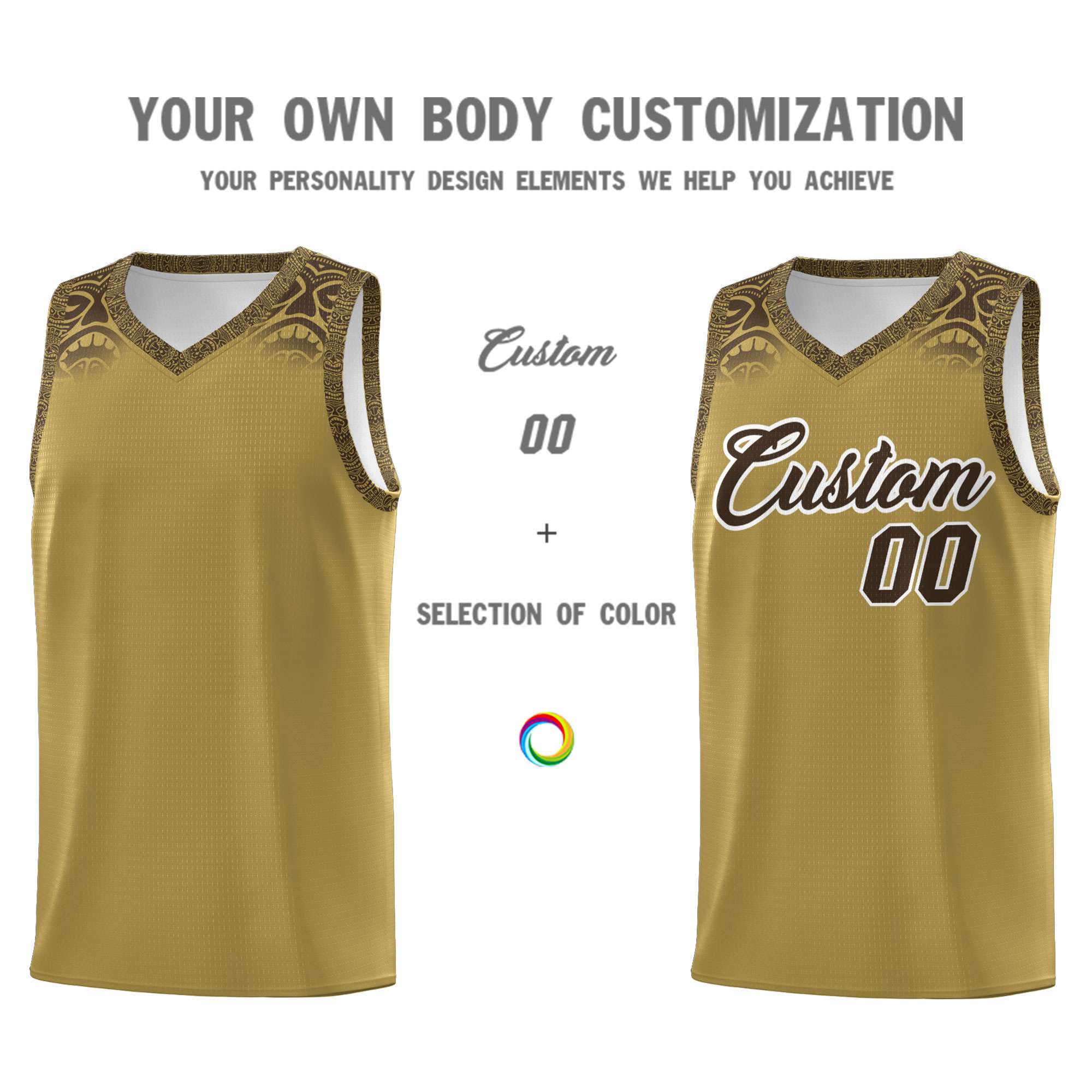 Custom Desert Yellow Brown Personalized Indians Print Sets Sports Uniform Basketball Jersey