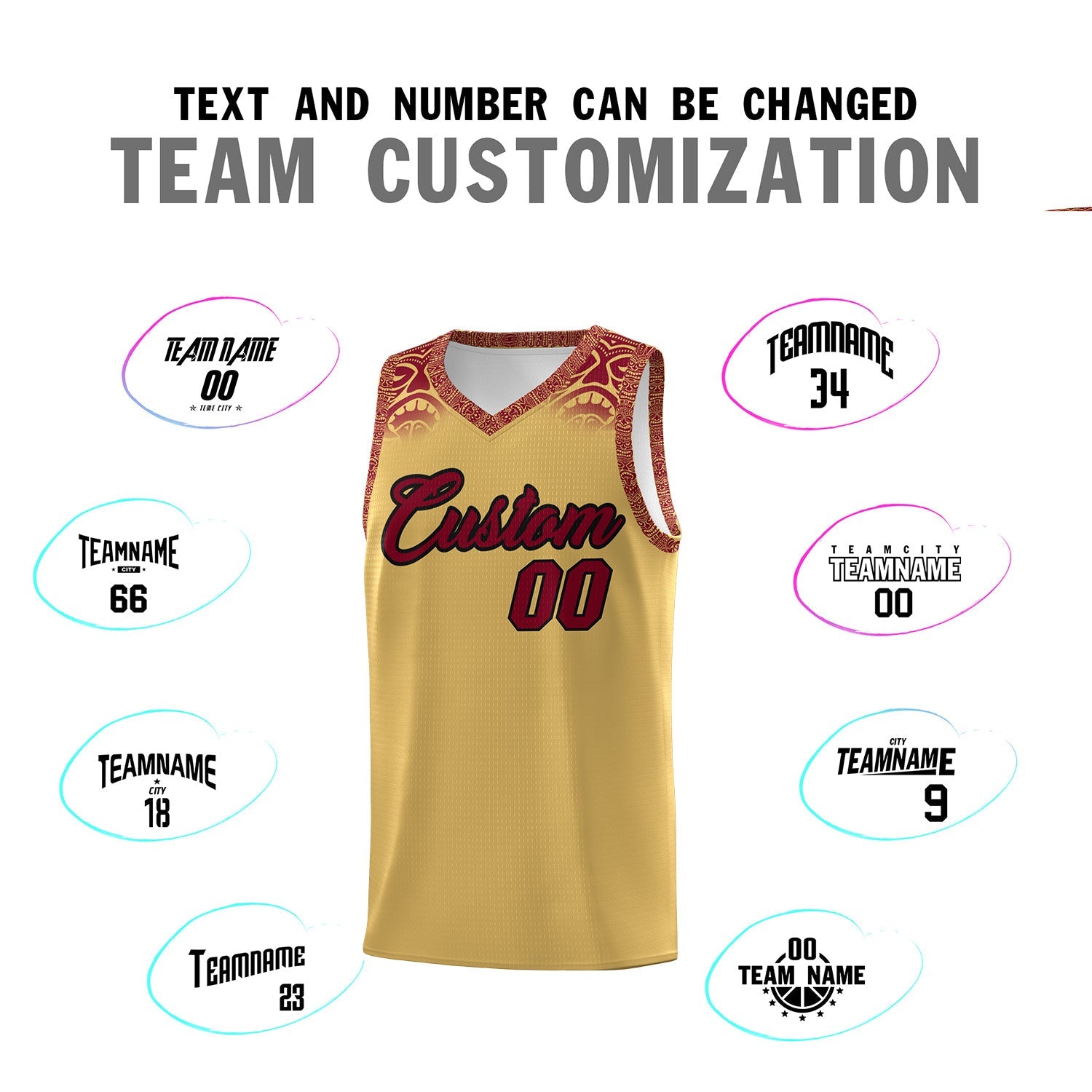 Custom Khaki Crimson Personalized Indians Print Sets Sports Uniform Basketball Jersey