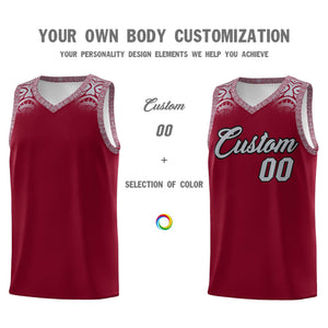 Custom Crimson Gray Personalized Indians Print Sets Sports Uniform Basketball Jersey