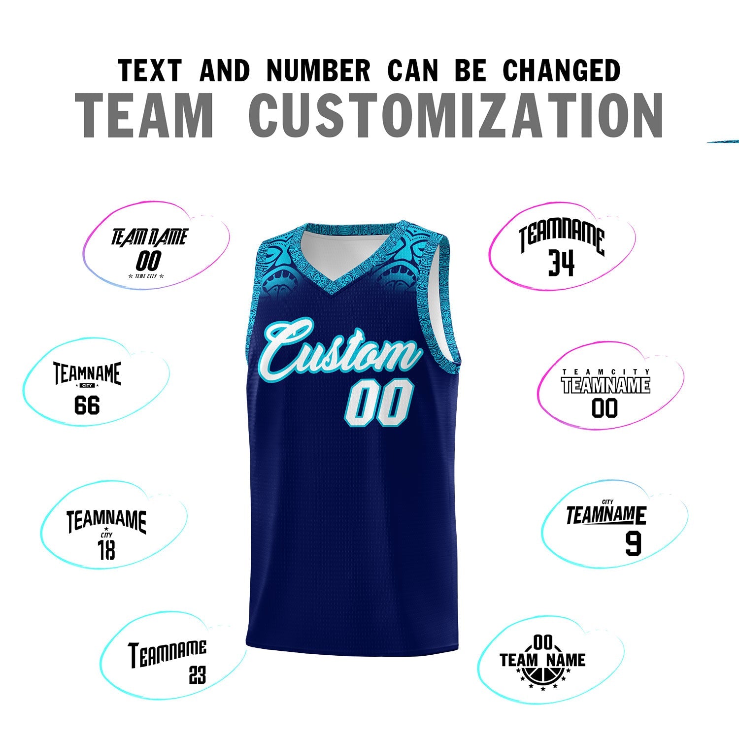 Custom Royal Sky Blue Personalized Indians Print Sets Sports Uniform Basketball Jersey