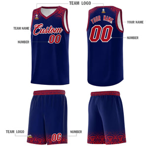 Custom Royal Red Personalized Indians Print Sets Sports Uniform Basketball Jersey