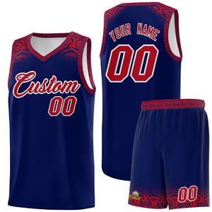 Custom Royal Red Personalized Indians Print Sets Sports Uniform Basketball Jersey