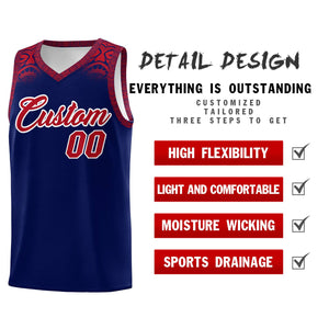 Custom Royal Red Personalized Indians Print Sets Sports Uniform Basketball Jersey