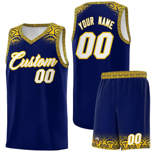 Custom Royal Gold Personalized Indians Print Sets Sports Uniform Basketball Jersey