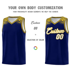 Custom Royal Gold Personalized Indians Print Sets Sports Uniform Basketball Jersey