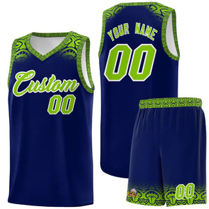 Custom Royal Neon Green Personalized Indians Print Sets Sports Uniform Basketball Jersey