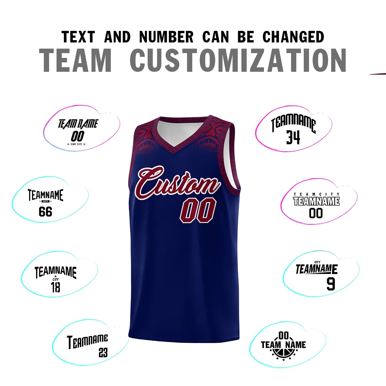 Custom Royal Crimson Personalized Indians Print Sets Sports Uniform Basketball Jersey