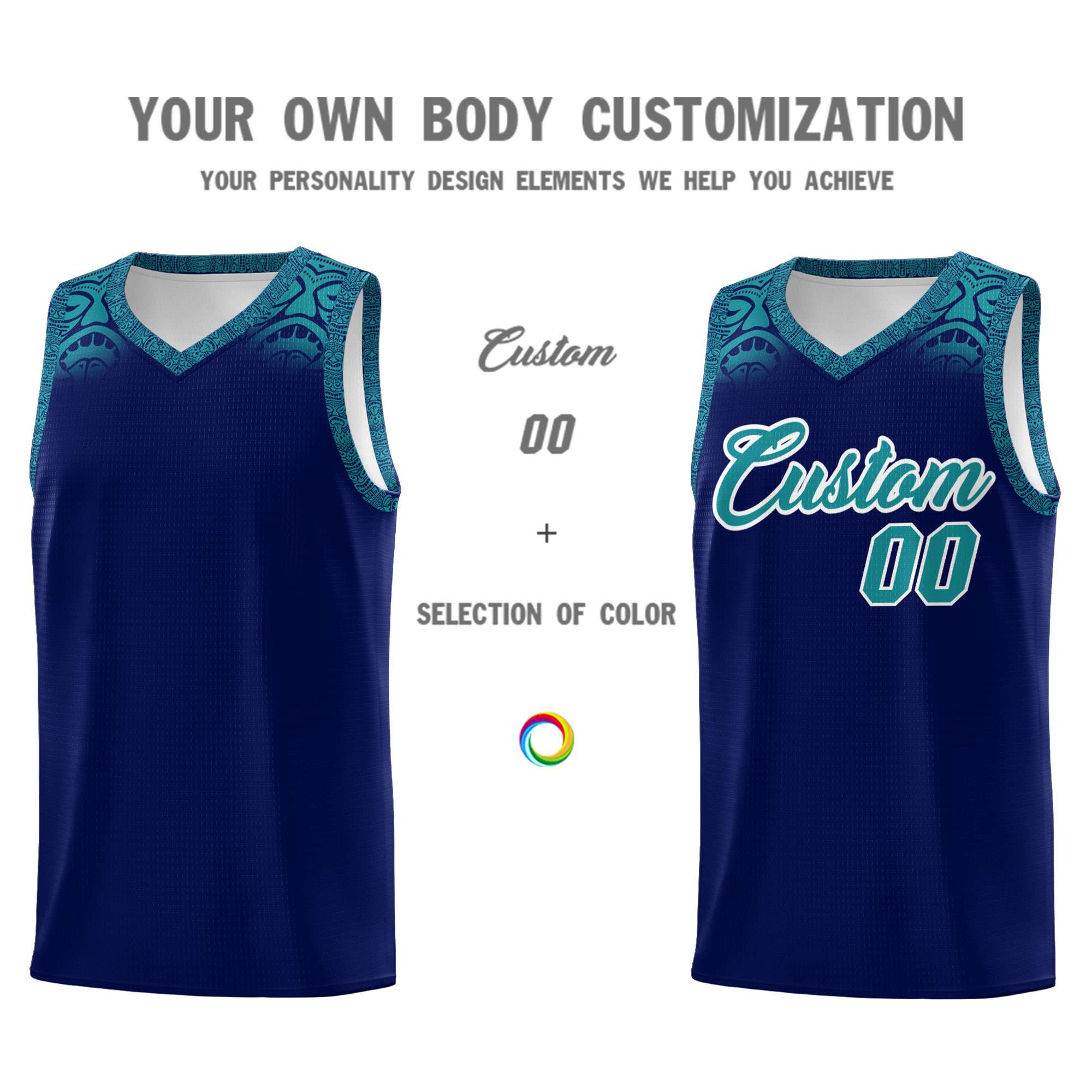 Custom Royal Aqua Personalized Indians Print Sets Sports Uniform Basketball Jersey